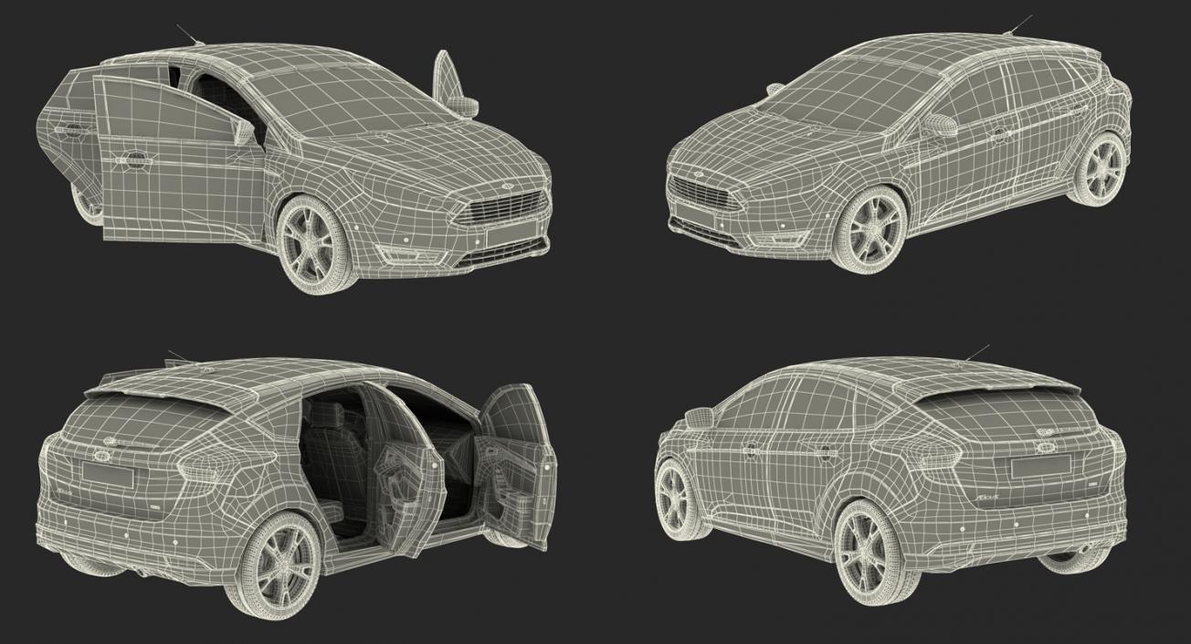 Ford Focus Hatchback 2015 Rigged 3D