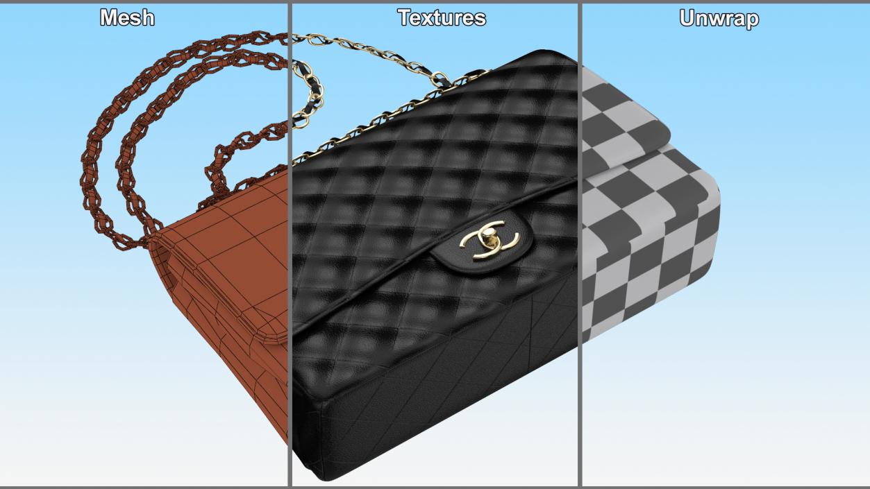 Womens Handbag Grained Calfskin Chanel Black 3D model