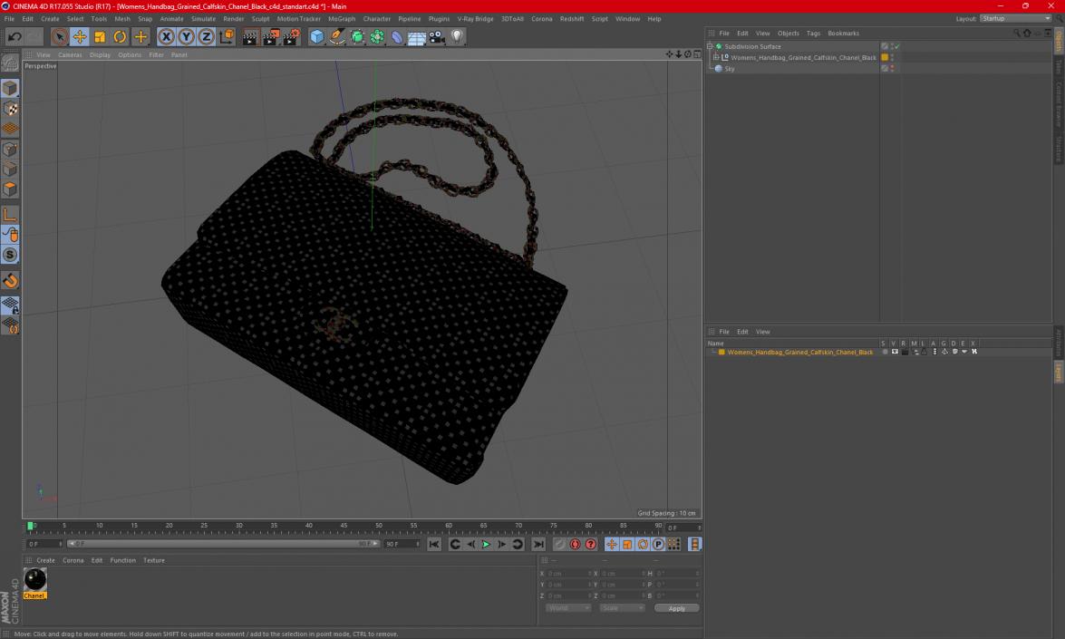 Womens Handbag Grained Calfskin Chanel Black 3D model