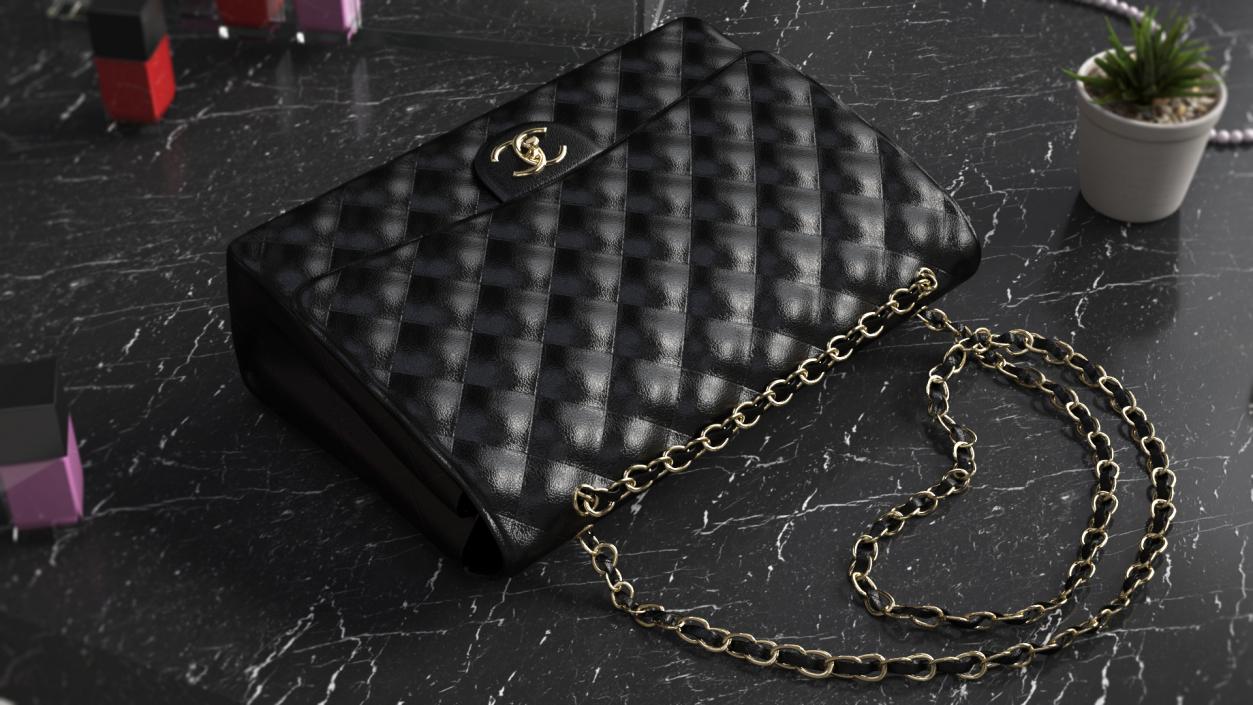 Womens Handbag Grained Calfskin Chanel Black 3D model