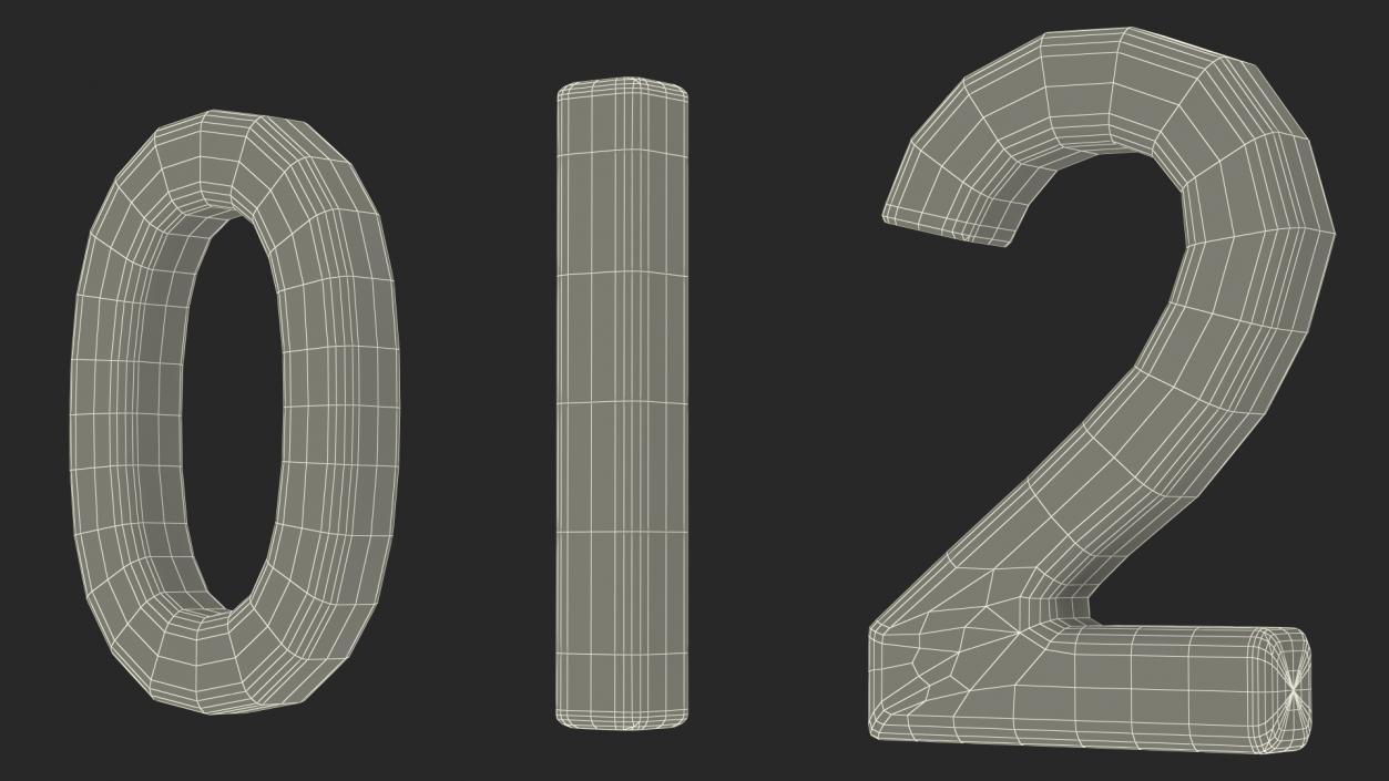 3D Wooden Numbers Set model