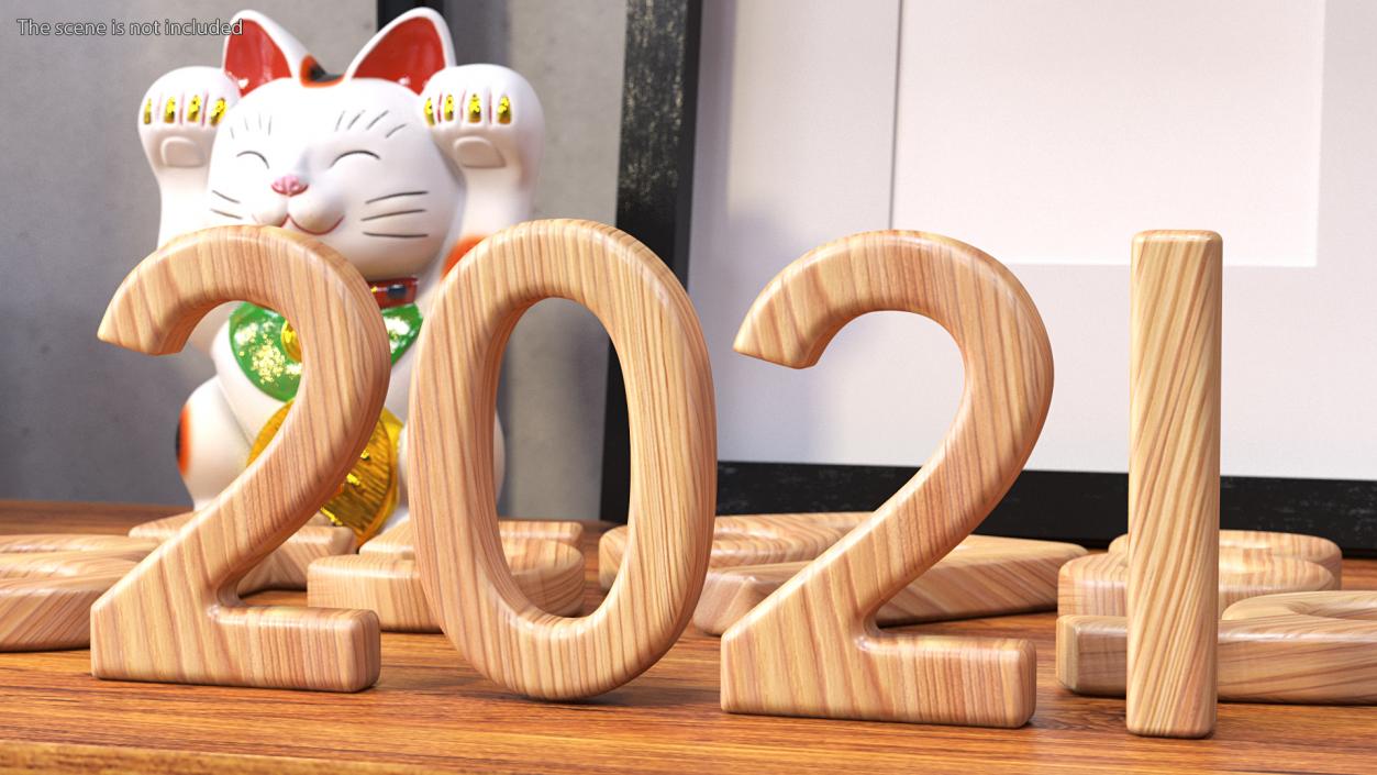 3D Wooden Numbers Set model