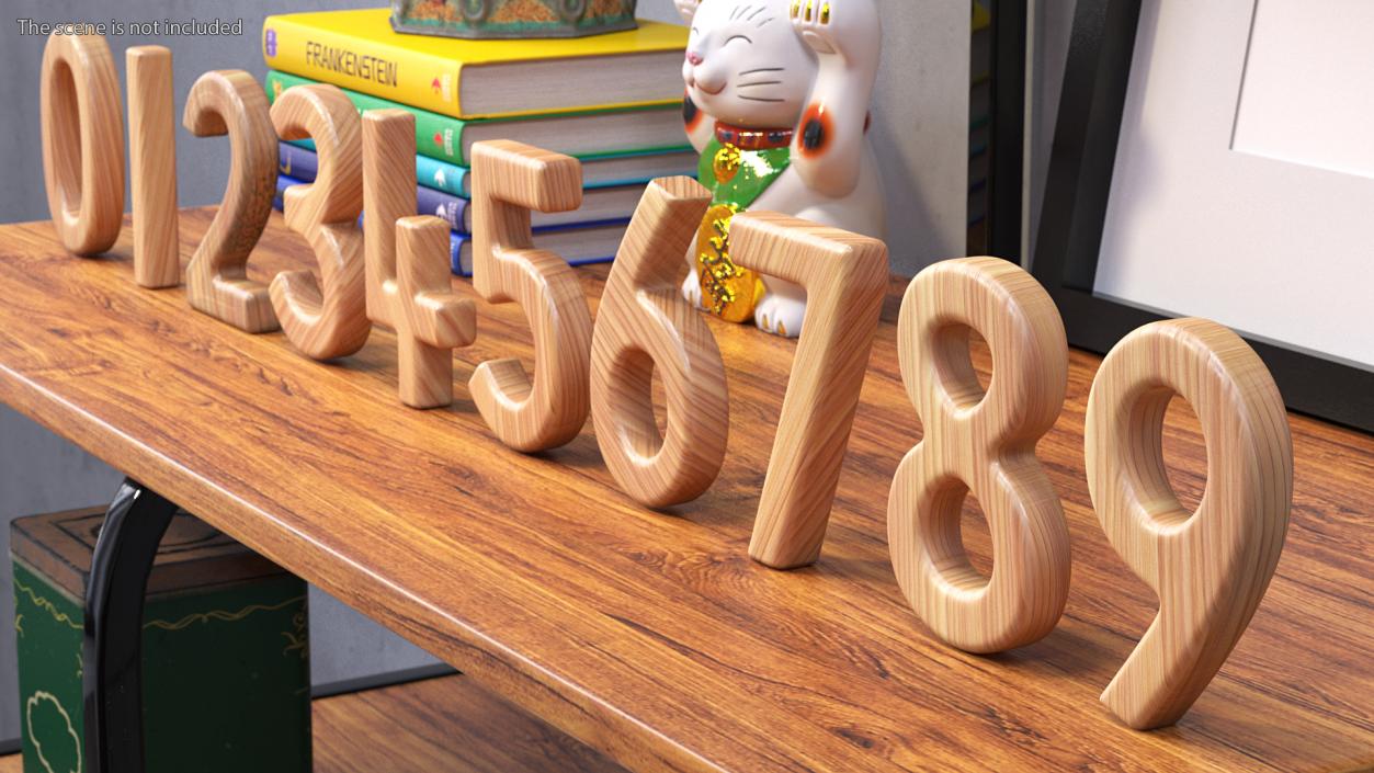 3D Wooden Numbers Set model