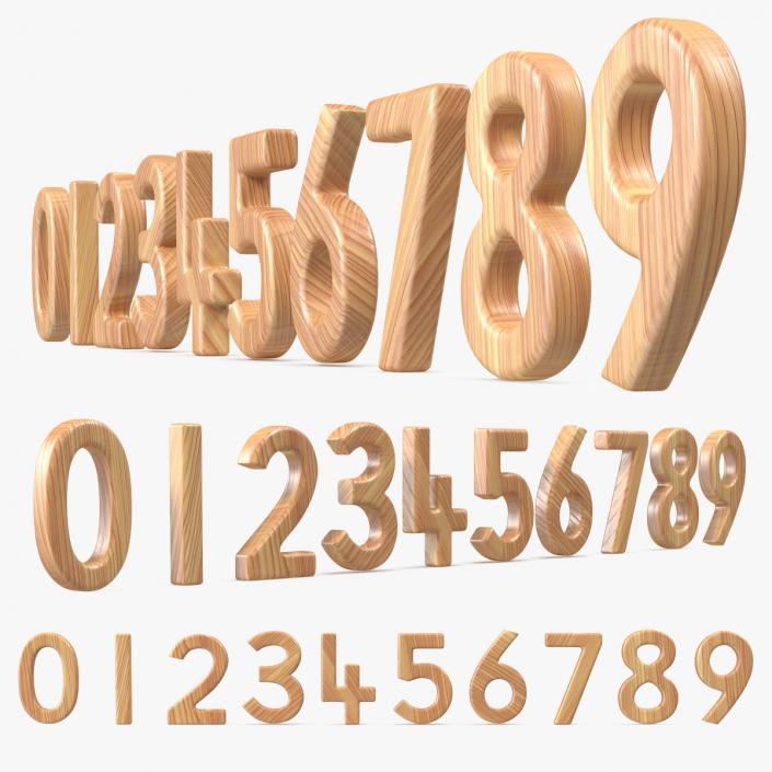 3D Wooden Numbers Set model