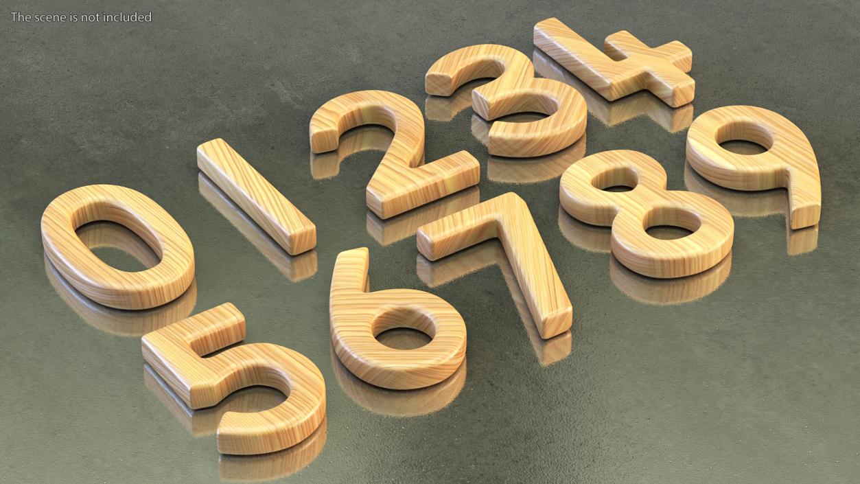 3D Wooden Numbers Set model