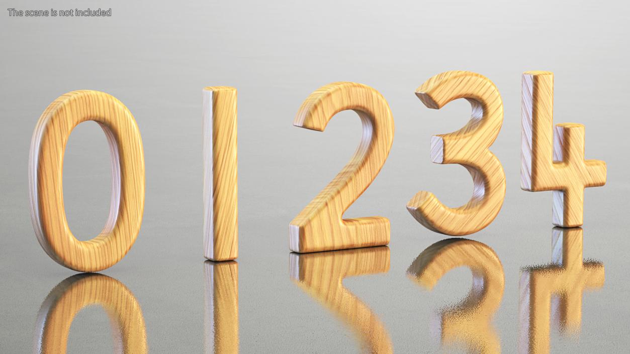 3D Wooden Numbers Set model