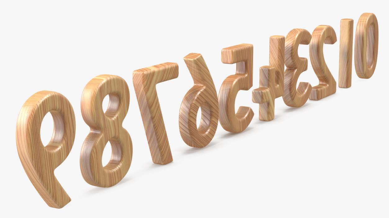 3D Wooden Numbers Set model