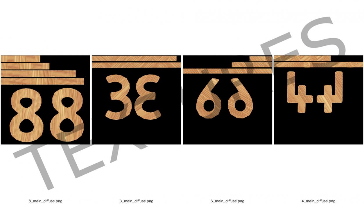 3D Wooden Numbers Set model