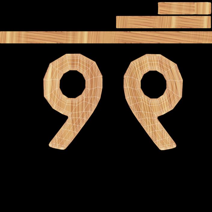 3D Wooden Numbers Set model