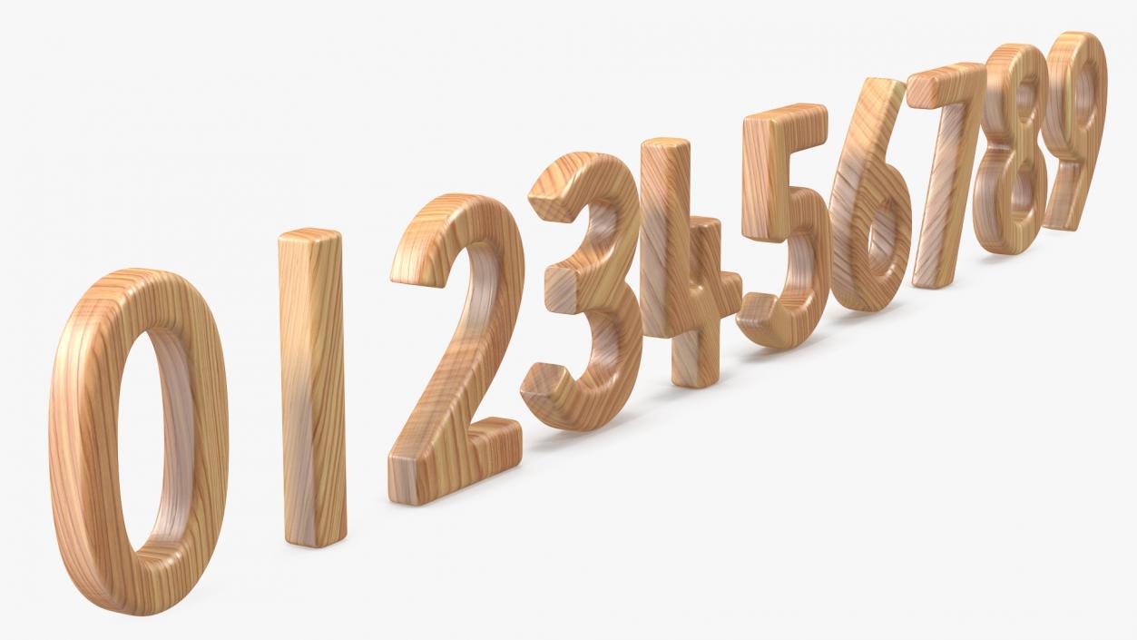 3D Wooden Numbers Set model