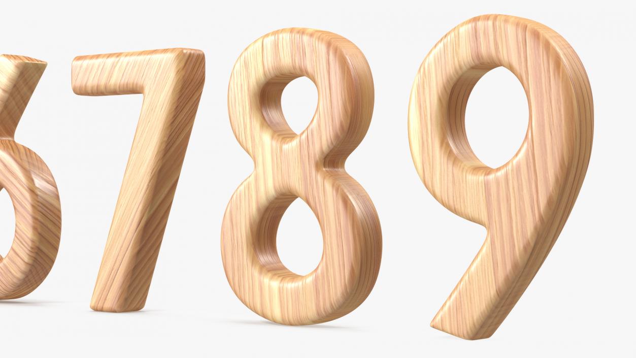 3D Wooden Numbers Set model