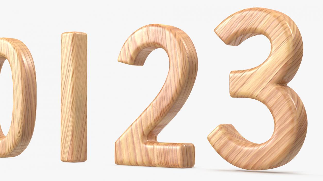 3D Wooden Numbers Set model