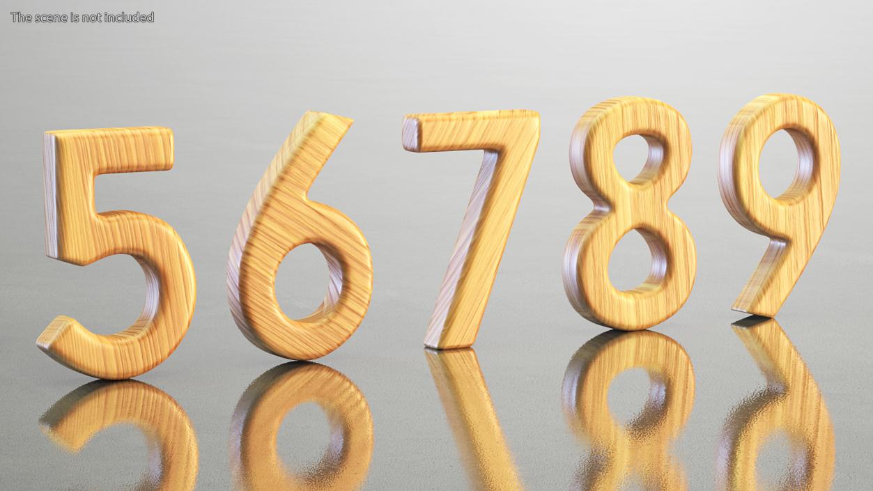 3D Wooden Numbers Set model