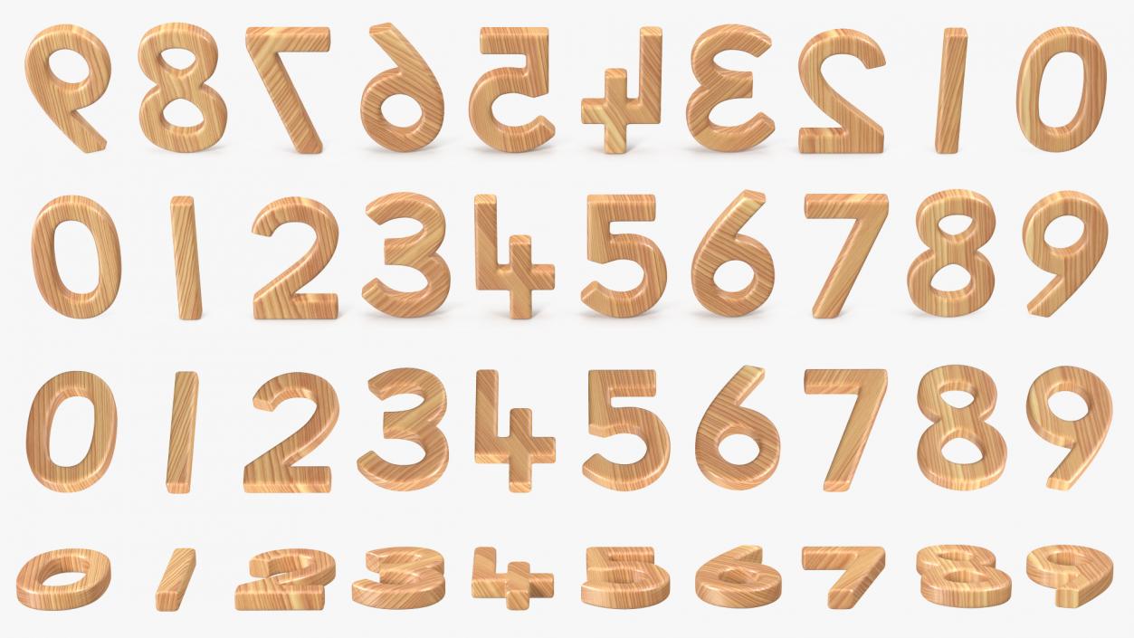 3D Wooden Numbers Set model