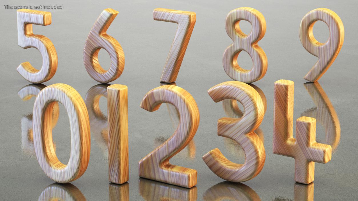 3D Wooden Numbers Set model