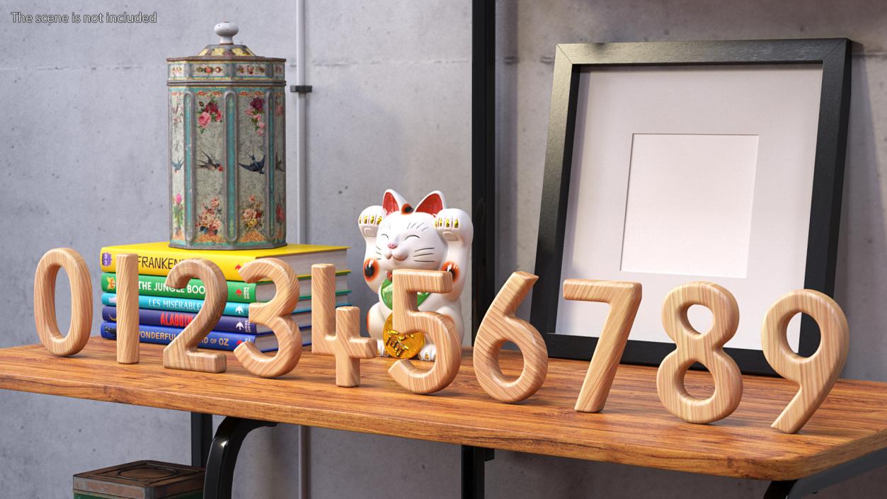 3D Wooden Numbers Set model