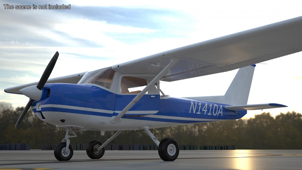 Single Engine Propeller Aircraft Cessna 150 Rigged for Cinema 4D 3D model