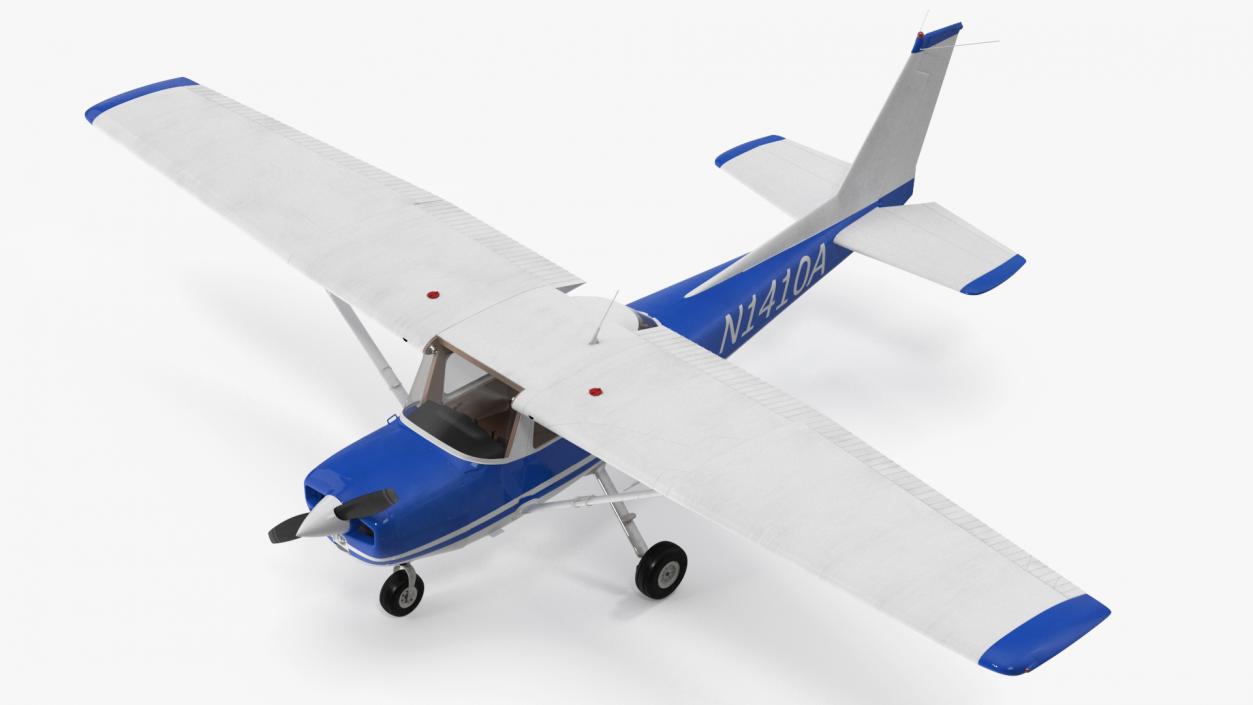 Single Engine Propeller Aircraft Cessna 150 Rigged for Cinema 4D 3D model