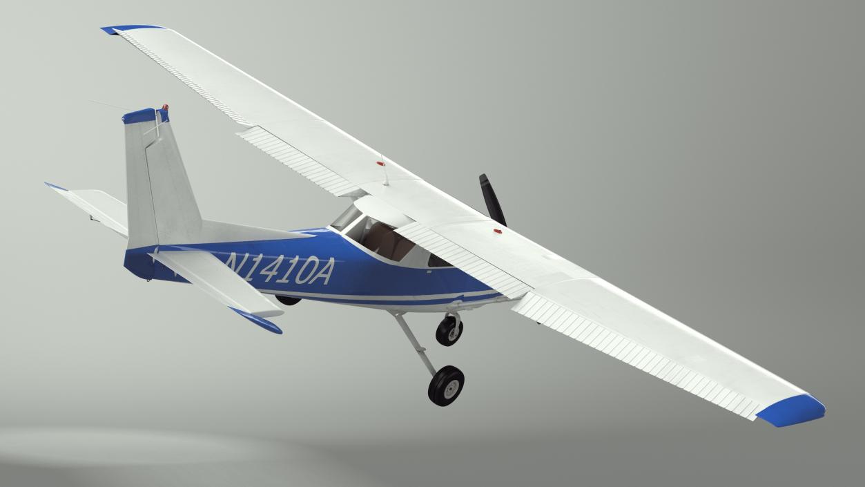 Single Engine Propeller Aircraft Cessna 150 Rigged for Cinema 4D 3D model