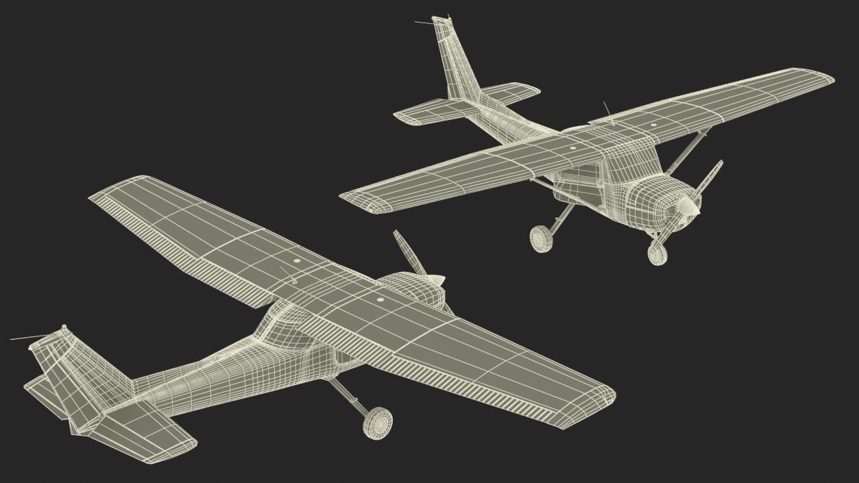 Single Engine Propeller Aircraft Cessna 150 Rigged for Cinema 4D 3D model