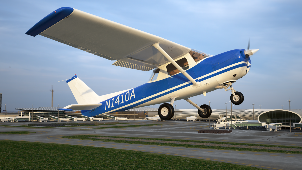 Single Engine Propeller Aircraft Cessna 150 Rigged for Cinema 4D 3D model