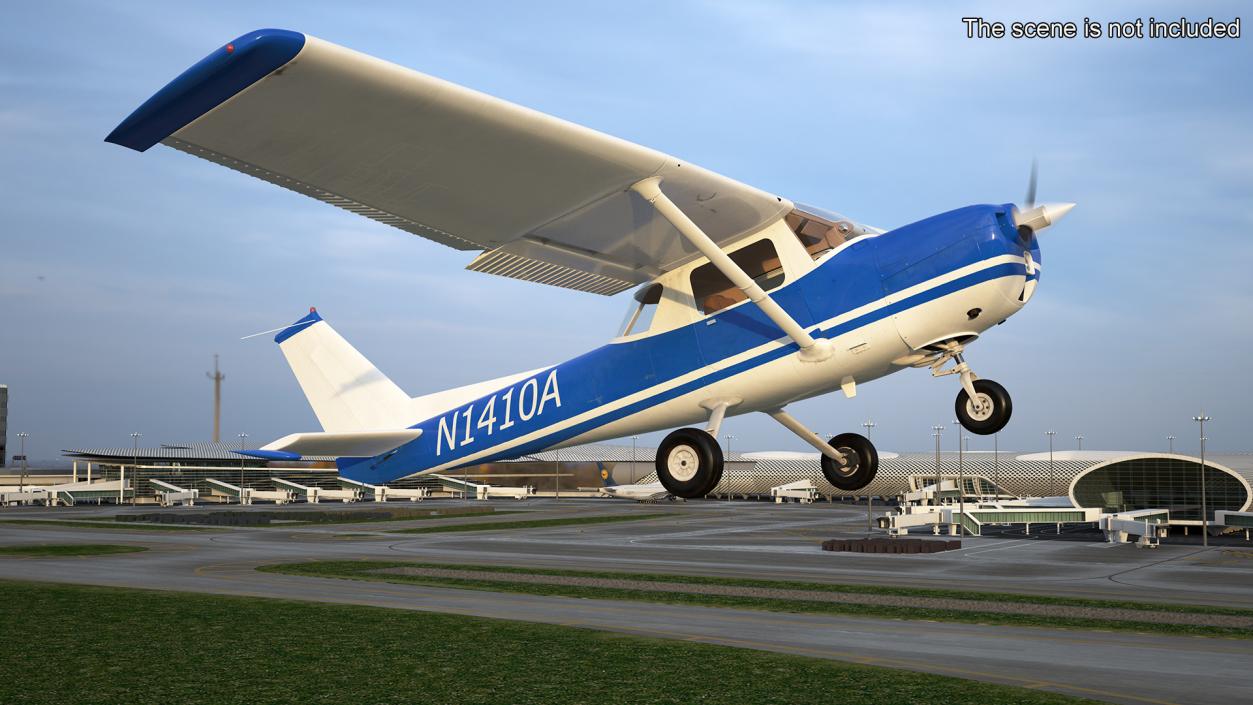 Single Engine Propeller Aircraft Cessna 150 Rigged for Cinema 4D 3D model