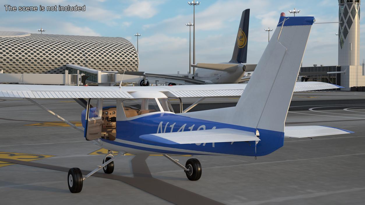 Single Engine Propeller Aircraft Cessna 150 Rigged for Cinema 4D 3D model