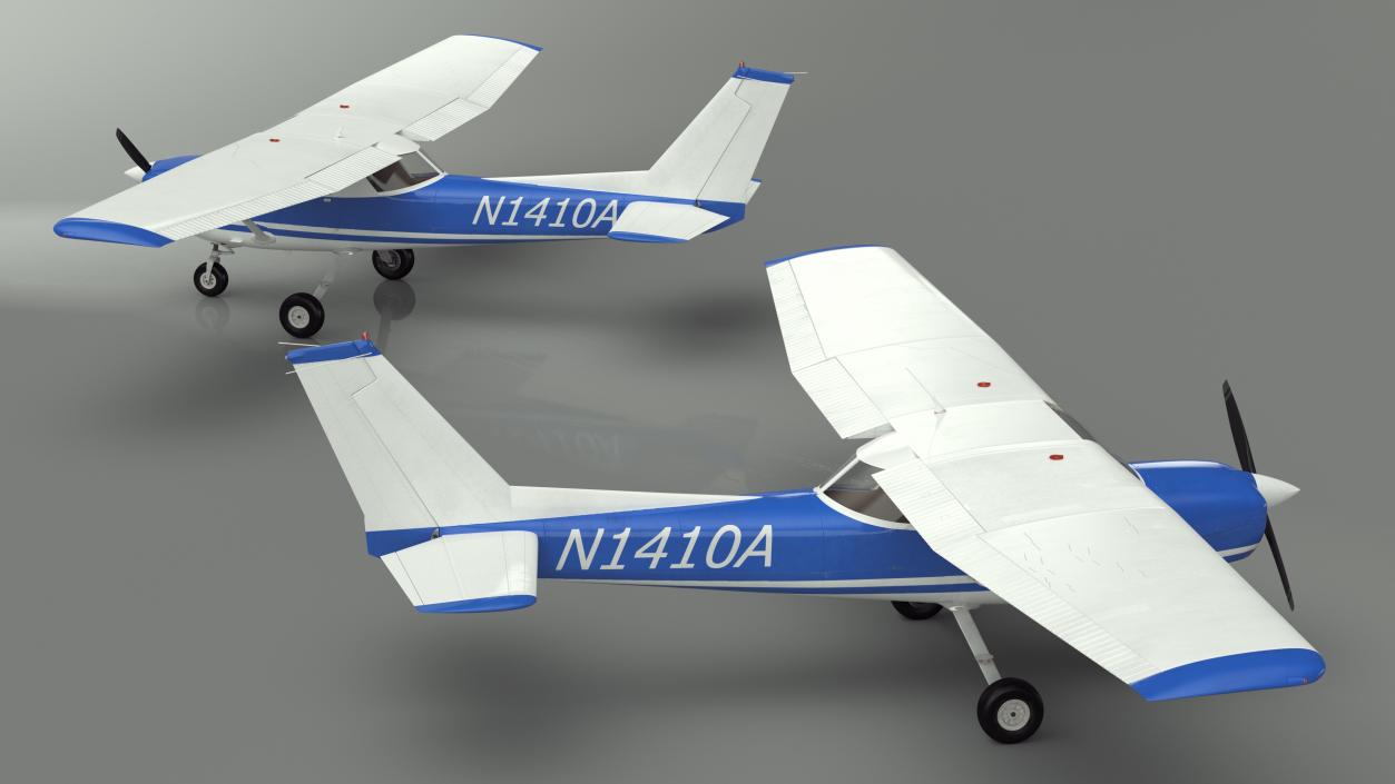 Single Engine Propeller Aircraft Cessna 150 Rigged for Cinema 4D 3D model