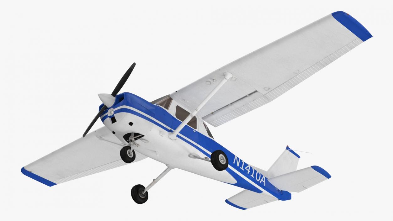 Single Engine Propeller Aircraft Cessna 150 Rigged for Cinema 4D 3D model