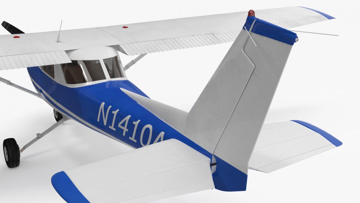 Single Engine Propeller Aircraft Cessna 150 Rigged for Cinema 4D 3D model