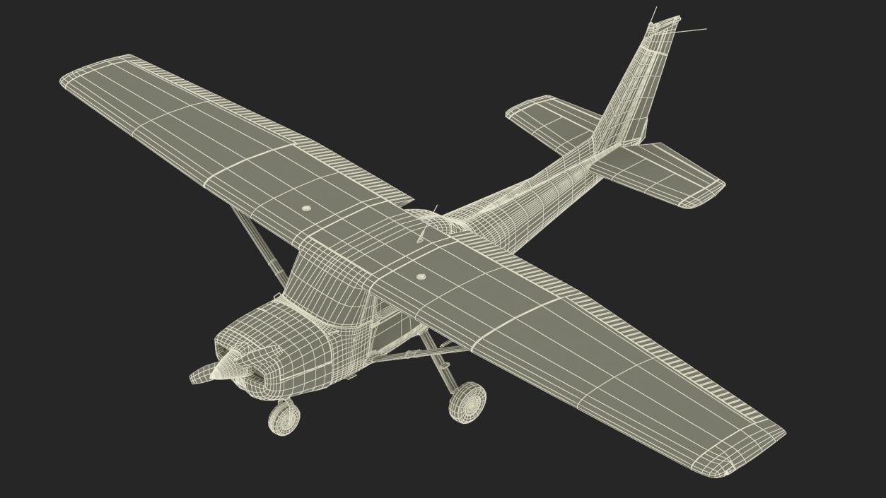 Single Engine Propeller Aircraft Cessna 150 Rigged for Cinema 4D 3D model