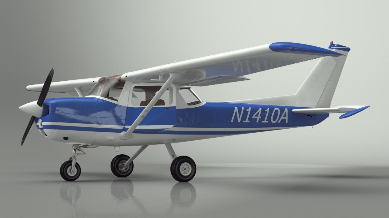 Single Engine Propeller Aircraft Cessna 150 Rigged for Cinema 4D 3D model