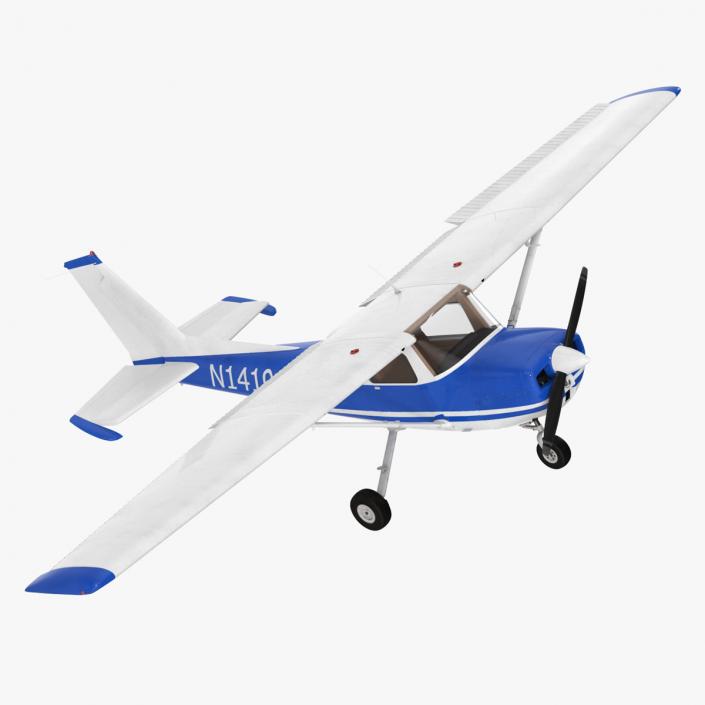 Single Engine Propeller Aircraft Cessna 150 Rigged for Cinema 4D 3D model