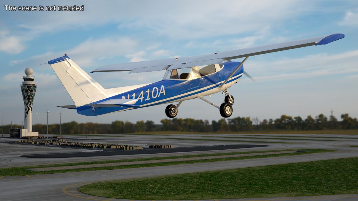 Single Engine Propeller Aircraft Cessna 150 Rigged for Cinema 4D 3D model