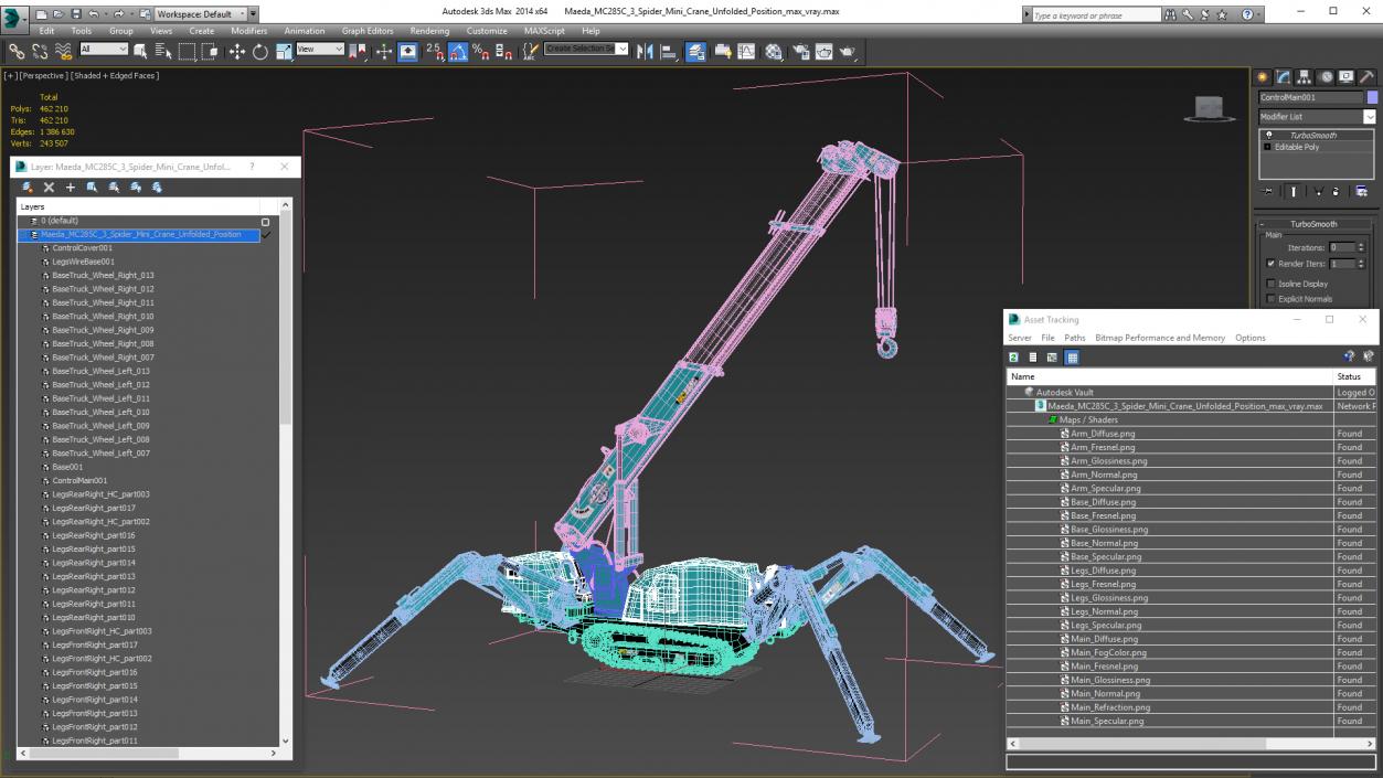 3D model Maeda MC285C 3 Spider Mini Crane Unfolded Position