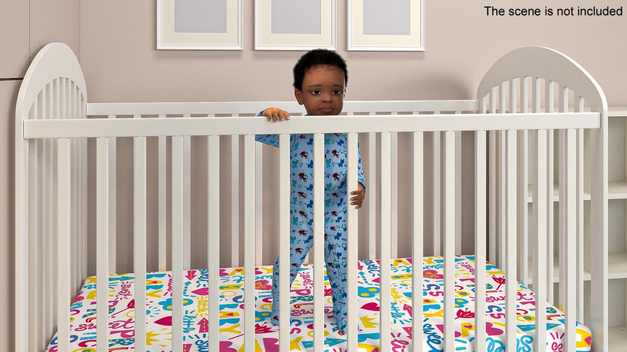 3D model African Toddler Boy in Bed Standing