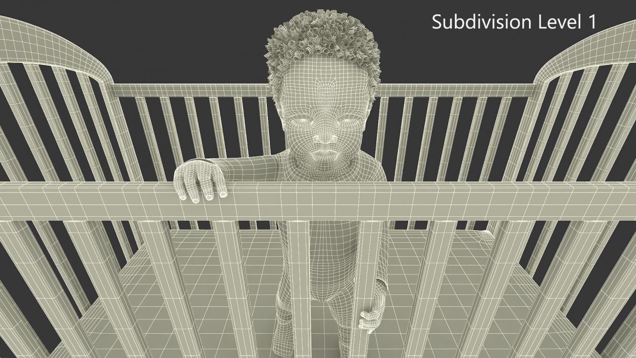 3D model African Toddler Boy in Bed Standing