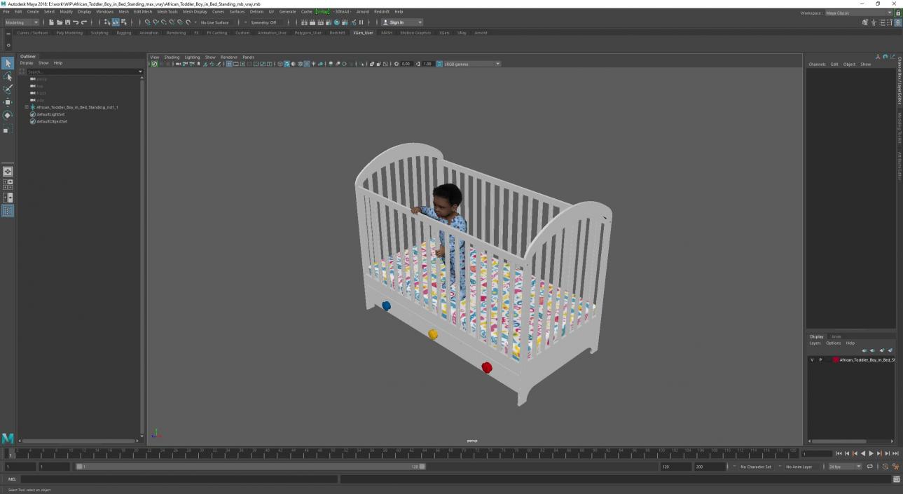 3D model African Toddler Boy in Bed Standing