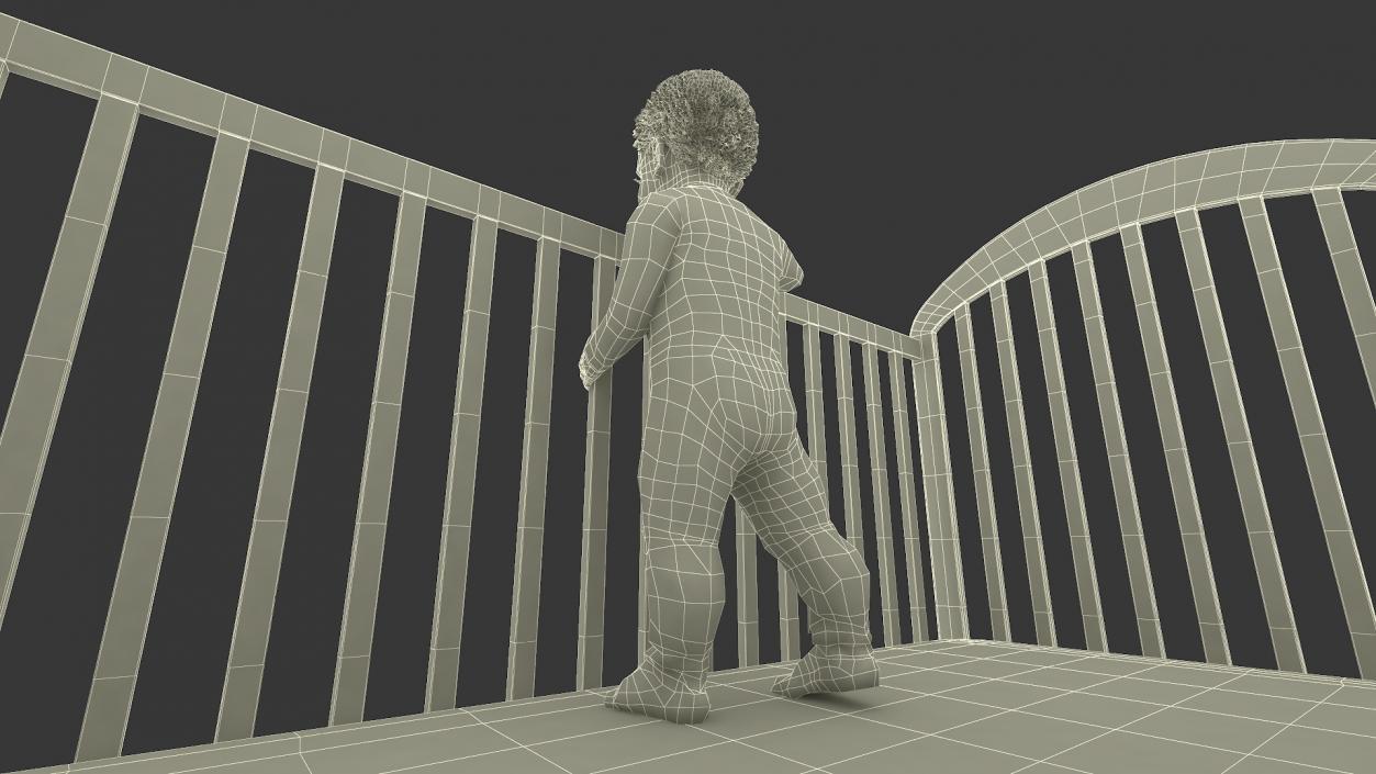 3D model African Toddler Boy in Bed Standing