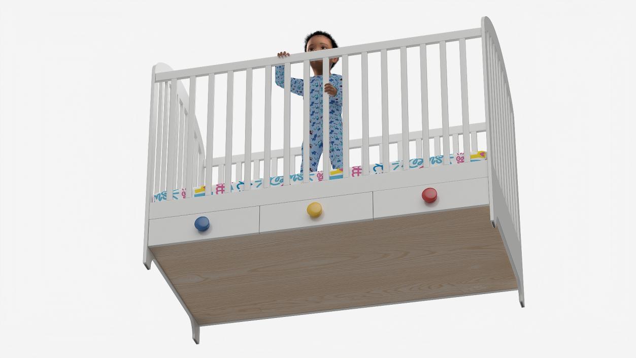 3D model African Toddler Boy in Bed Standing