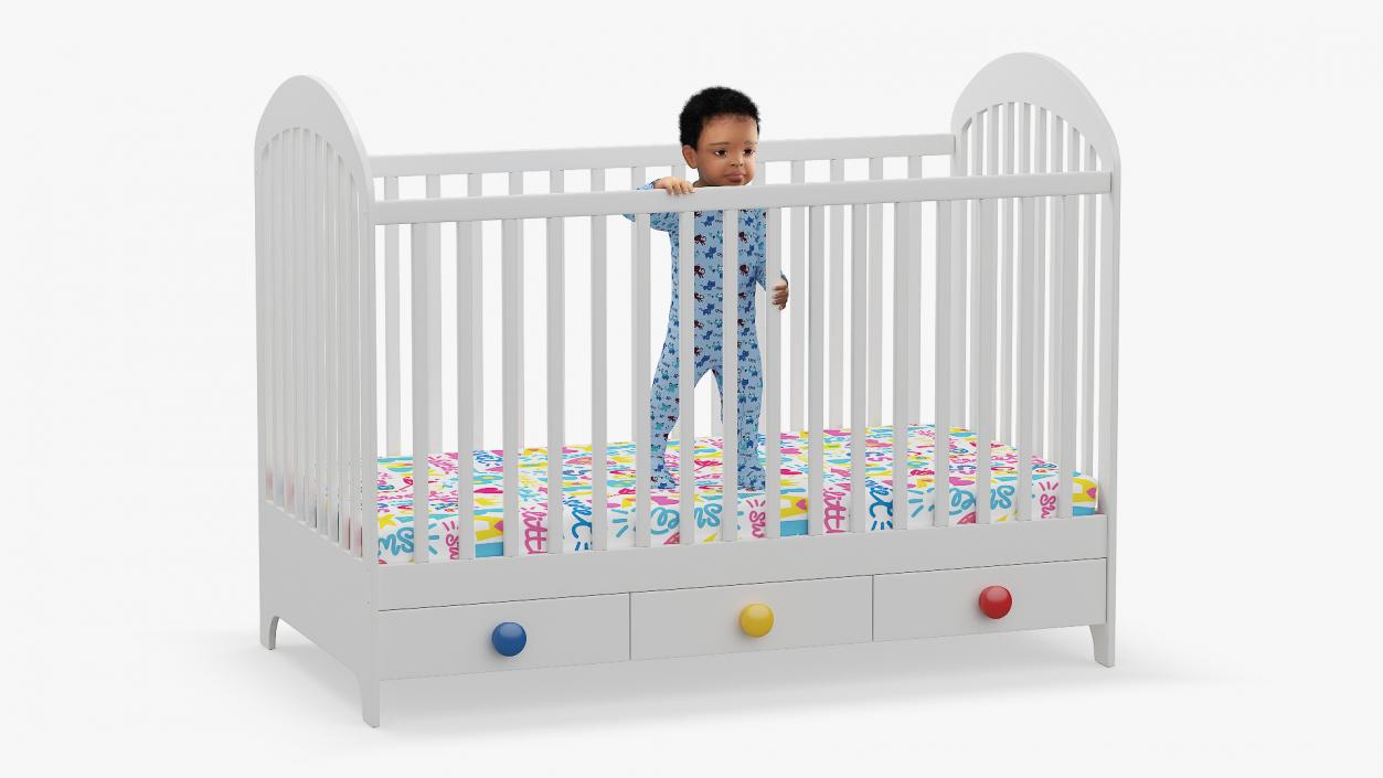 3D model African Toddler Boy in Bed Standing