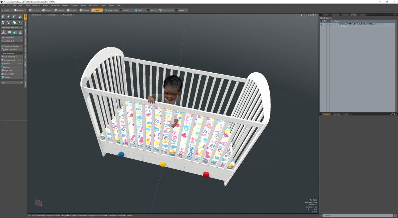 3D model African Toddler Boy in Bed Standing