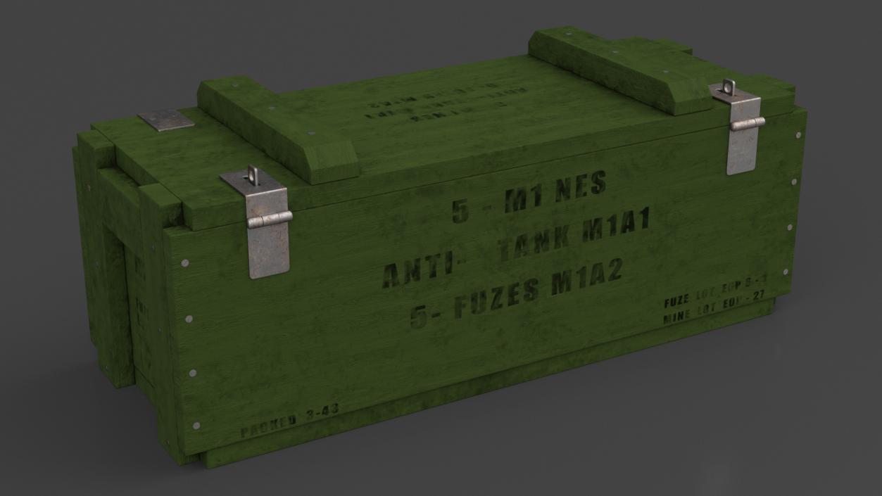 3D Military Anti-Tank Mine Wooden Crate