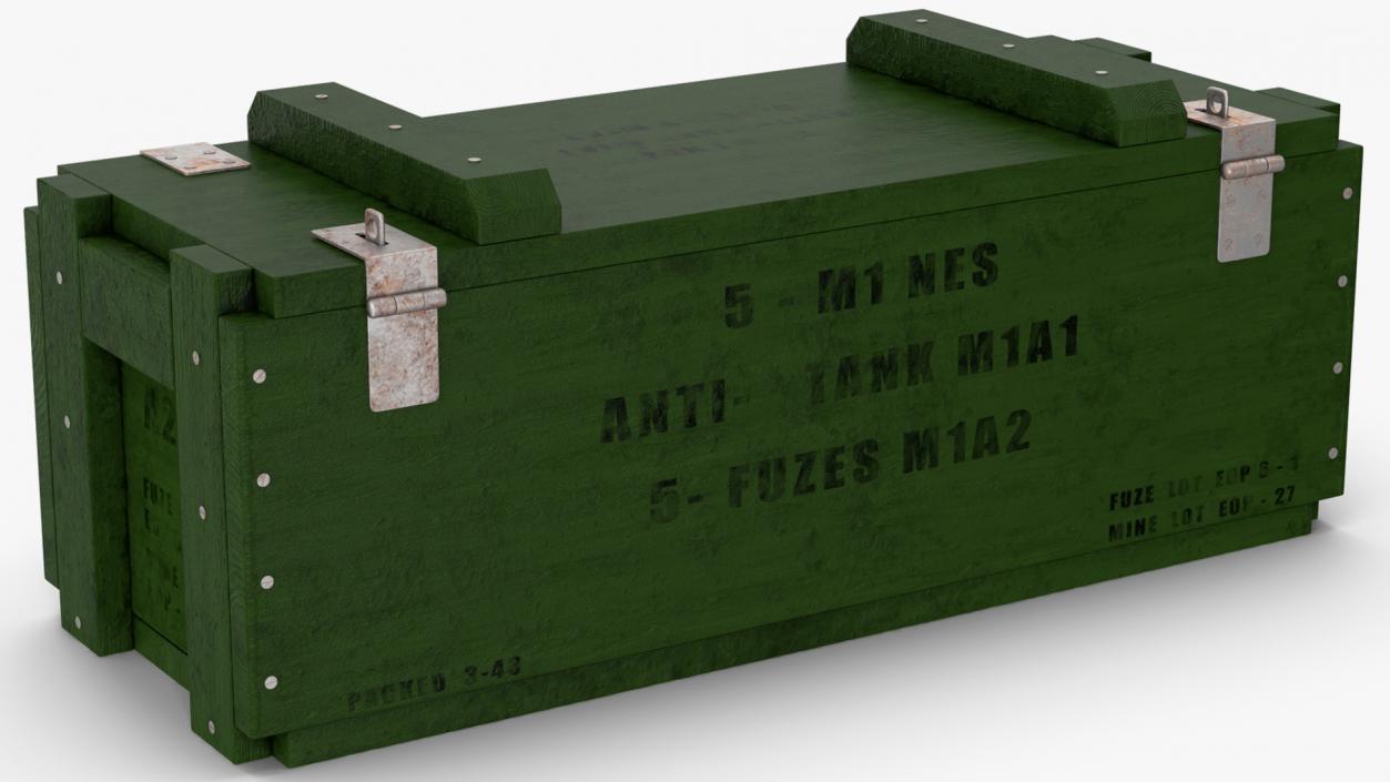 3D Military Anti-Tank Mine Wooden Crate