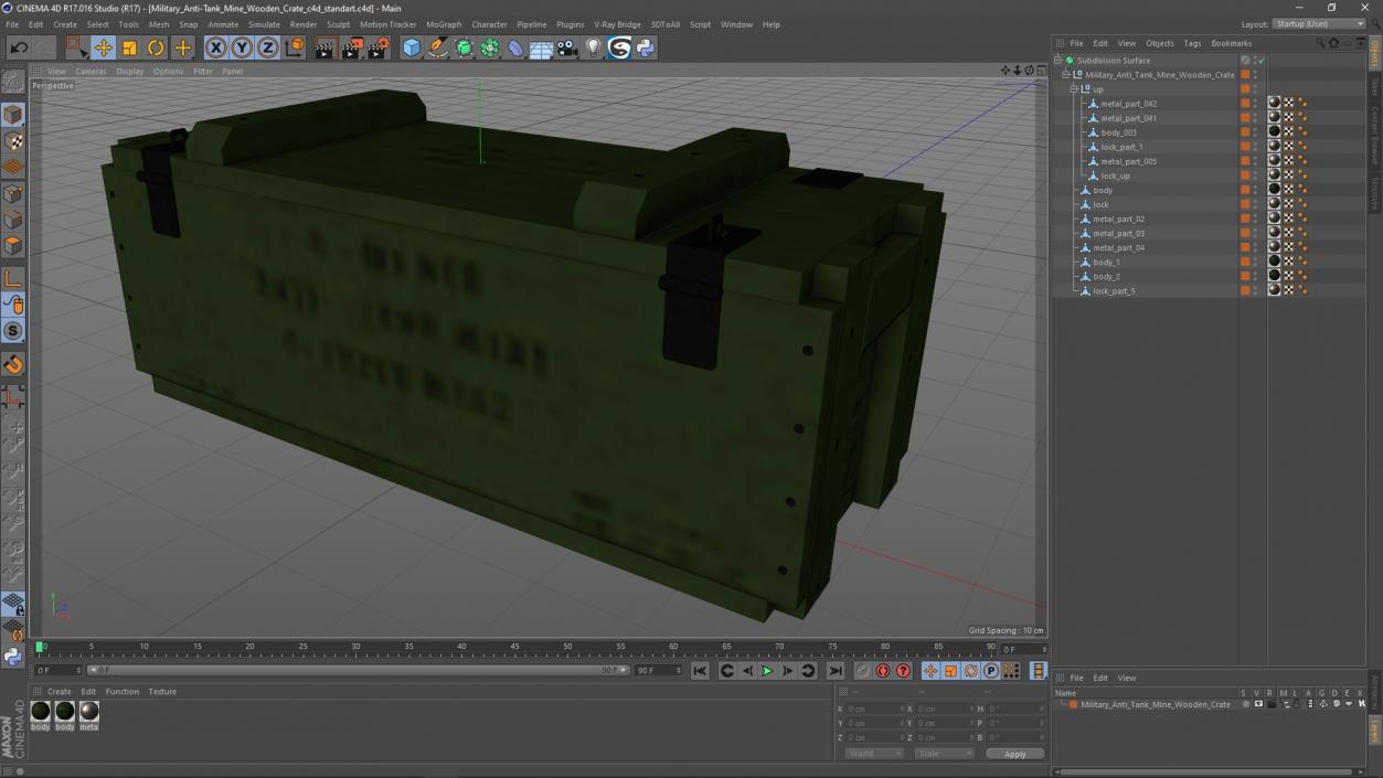 3D Military Anti-Tank Mine Wooden Crate