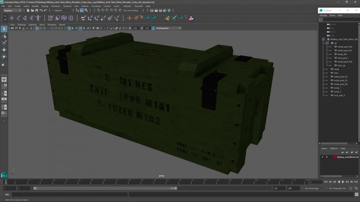 3D Military Anti-Tank Mine Wooden Crate