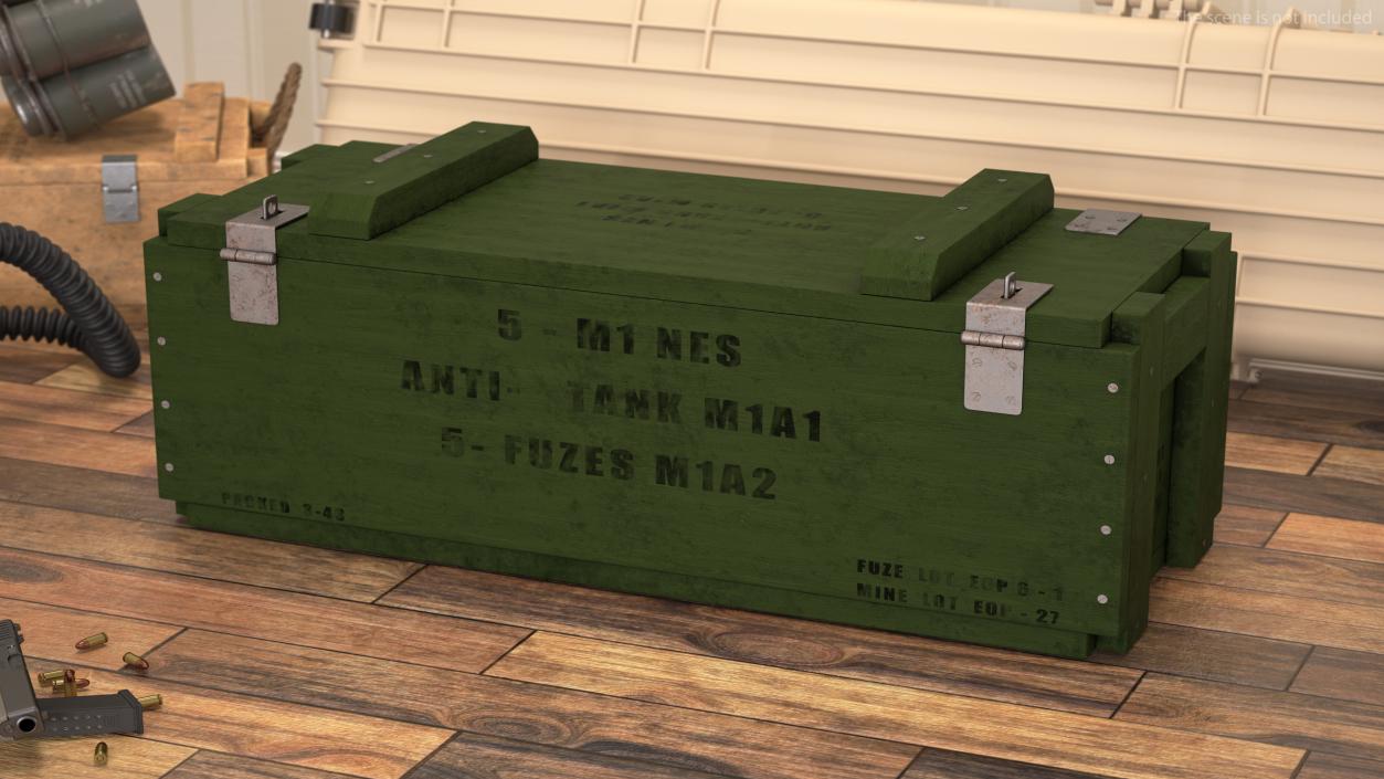 3D Military Anti-Tank Mine Wooden Crate