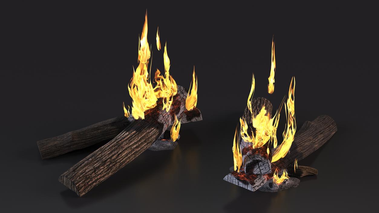 3D model Burning Wooden Logs Collection