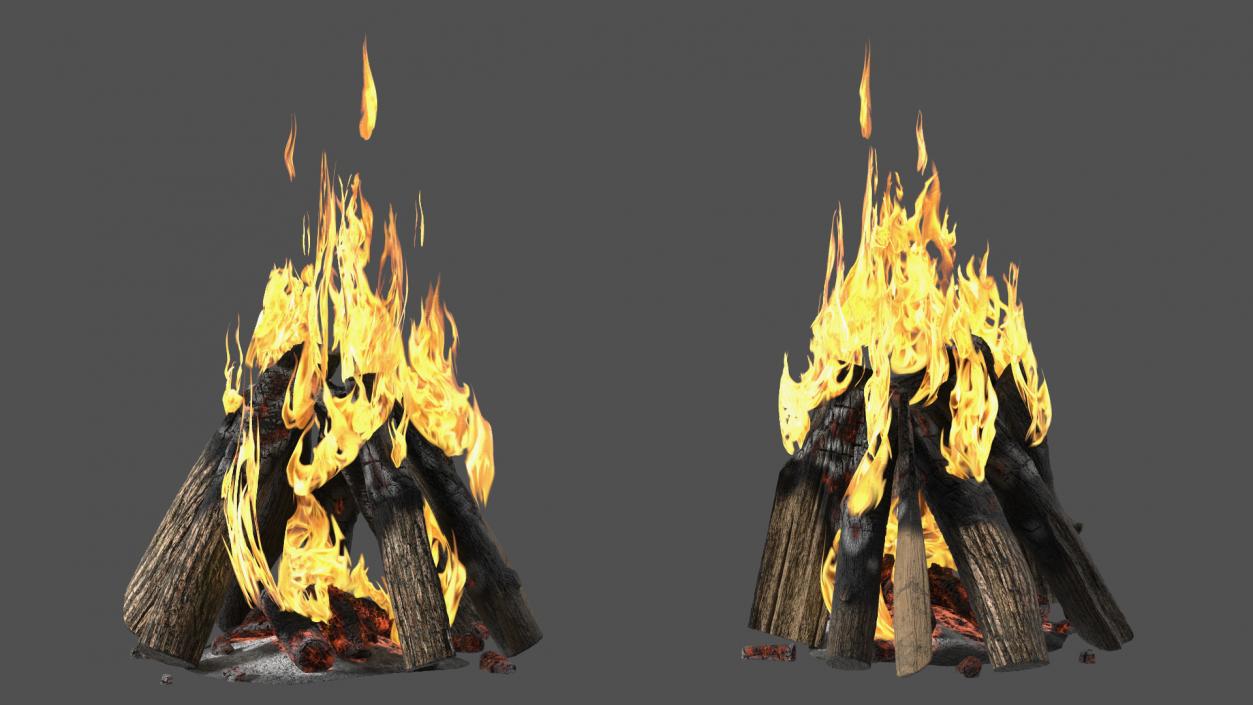 3D model Burning Wooden Logs Collection