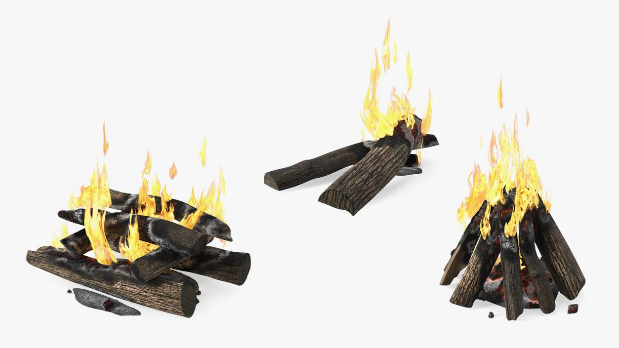 3D model Burning Wooden Logs Collection